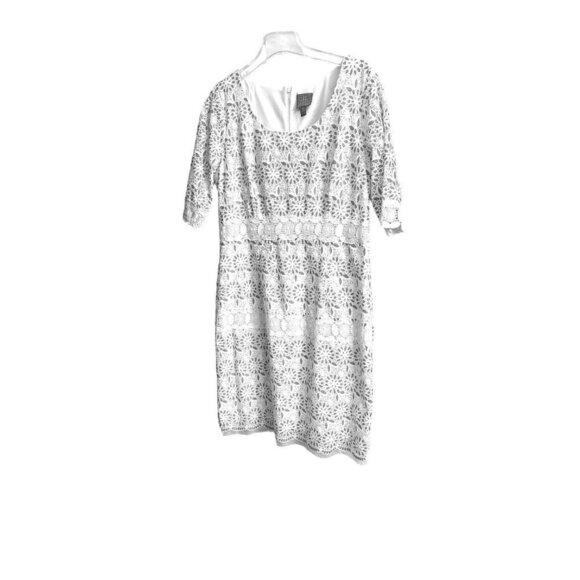 Rabbit Rabbit Rabbit Women's White and Sky Blue Laced Dress Size 16 Sku 2292 - Picture 10 of 16